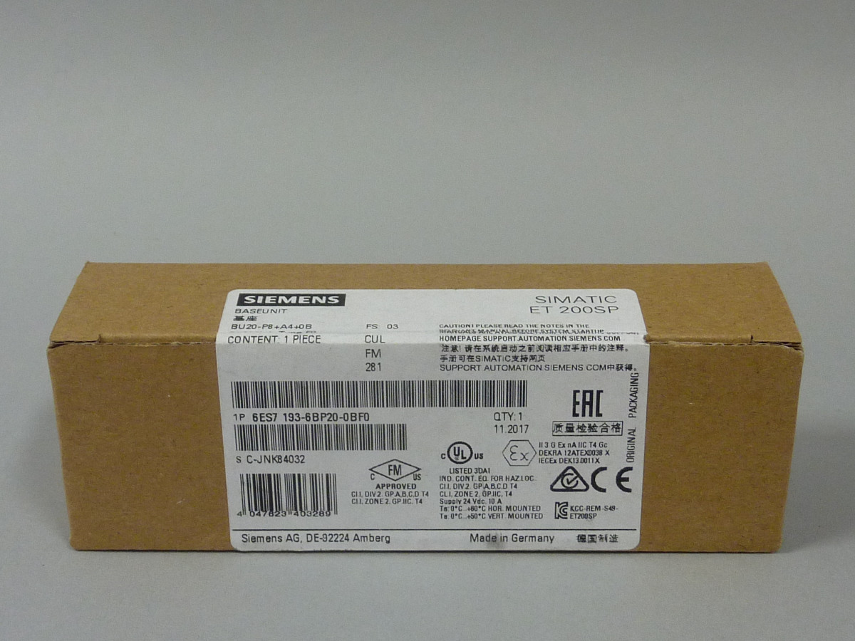 6ES7193-6BP20-0BF0 New in sealed package